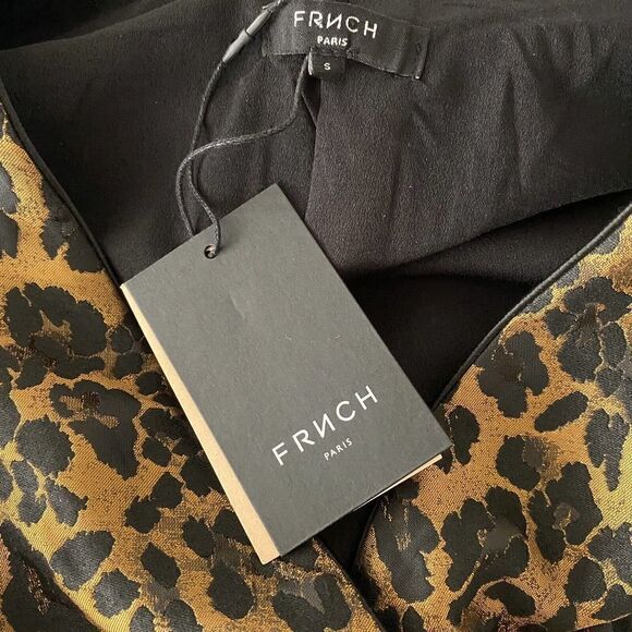 FRNCH Paris Adelphia Dress Button Down Jacquard Leopard Print Pockets NWT Size S - Picture 5 of 10